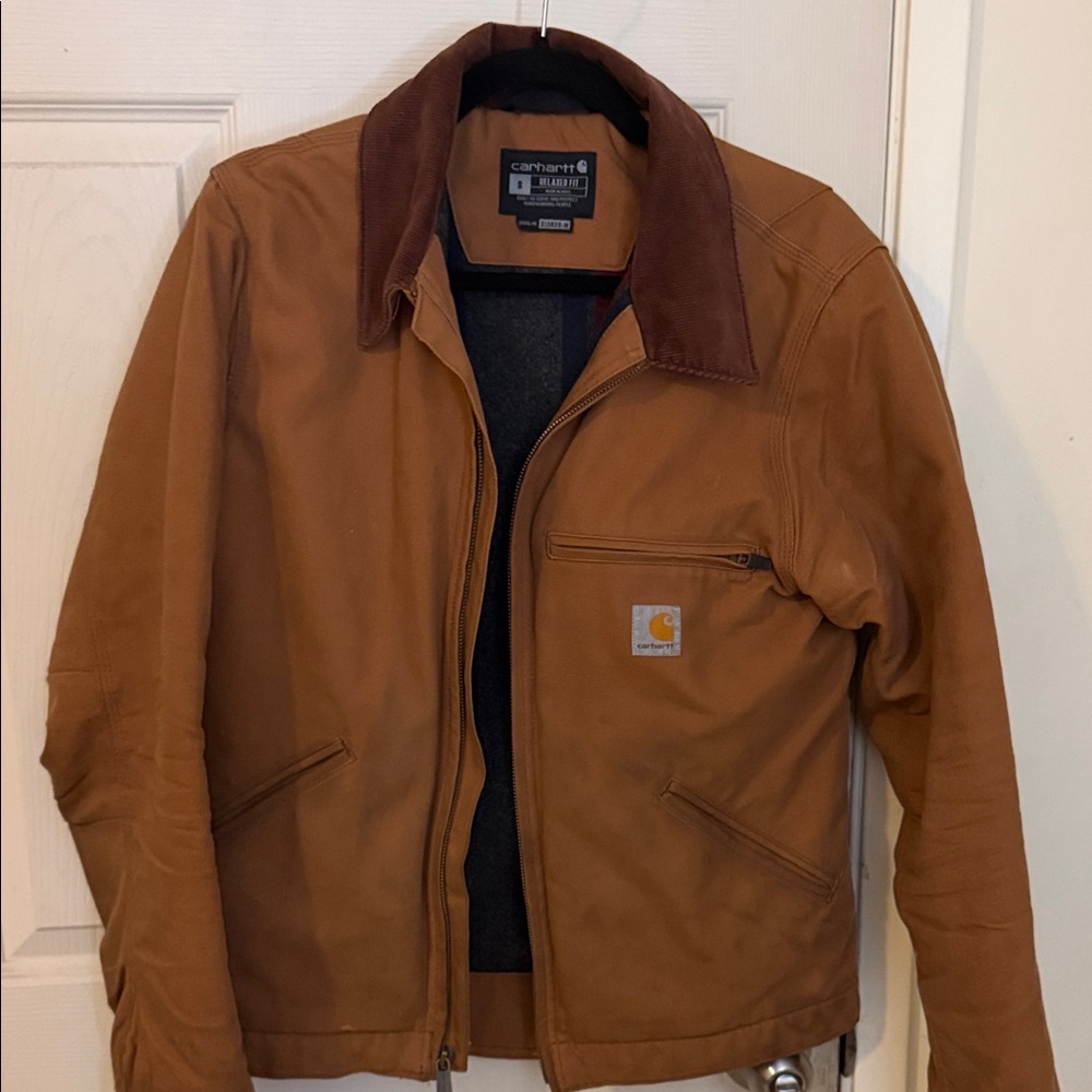 Carhartt Detroit Duck Jacket Brown Blanket Lined Size S Workwear